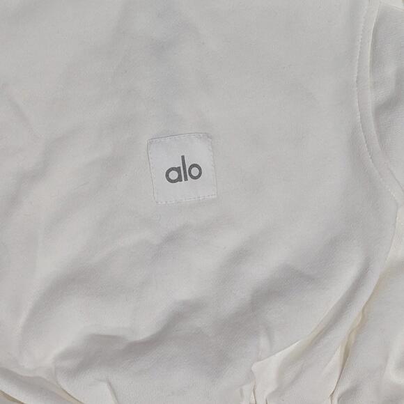 Alo Yoga Sweet Escape Zip Up Hoodie Ivory White Women's Size S Cropped Cotton - Picture 5 of 5